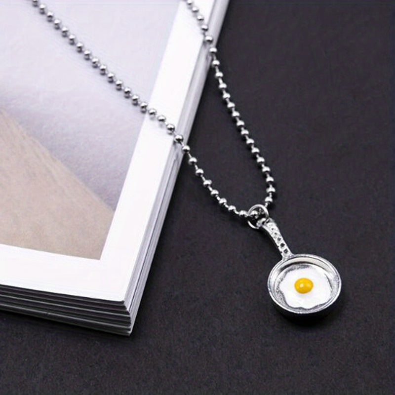 Vintage Silver Alloy Pan Necklace Pendant Kitschy Fun Saucepan Collarbone Chain