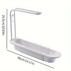 Kitchen Sink with Towel Rod and Telescopic Storage Rack