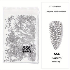 1440Pcs Rhinestones Nail Art Round Crystals Strass Glass Nail Charms