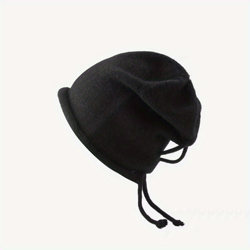 Ear Protection & Windproof Knit Beanie Hat with Drawstring