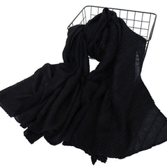 Casual Solid Bandana Striped Wrinkle Shawl Scarf Women Lightweight Silk Neck Sca