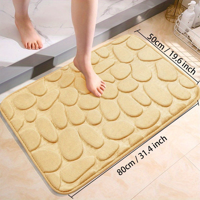 Cobblestone Pattern Bath Rug Soft Non Slip Quick Dry Bath Mat