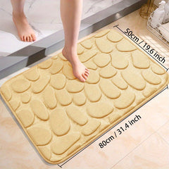 Cobblestone Pattern Bath Rug Soft Non Slip Quick Dry Bath Mat