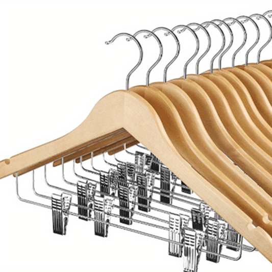 Wooden Hangers Pants Tie Rack Wardrobe Organizer Storage