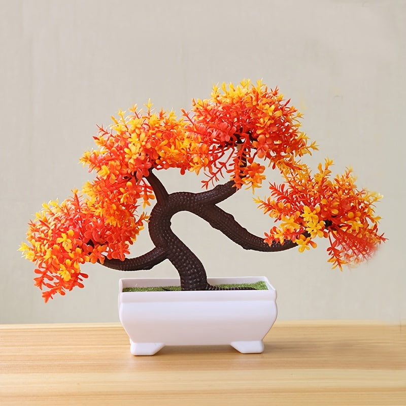 4pcs Artificial Potted Plant Plastic Bonsai Tree Flower Ornament