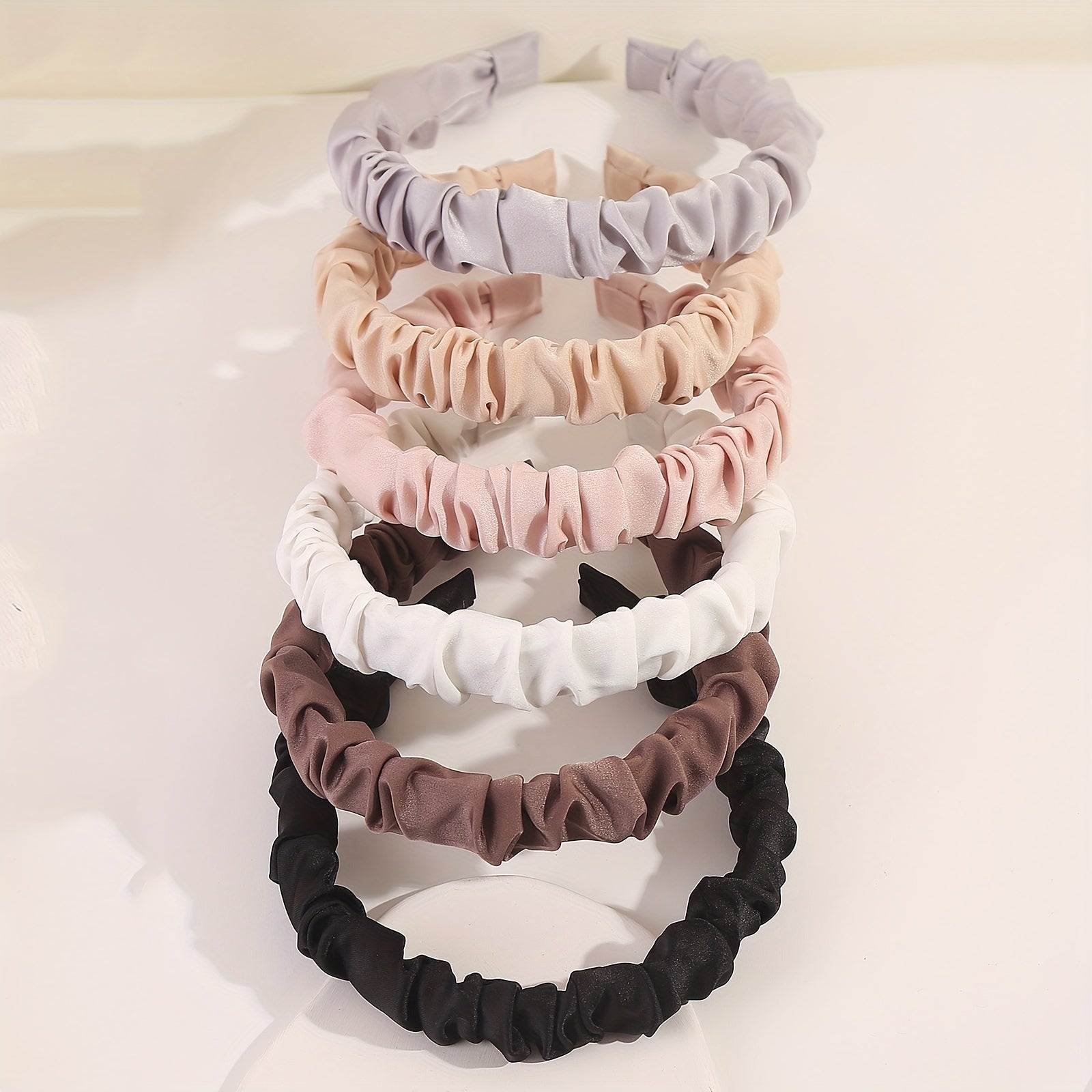 6PCS Solid Satin Hair Band Headdress Head Hoop For Women Girls