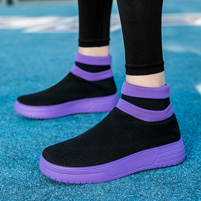 Women's Knit Breathable Sneakers Lightweight Slip-on Casual Shoes