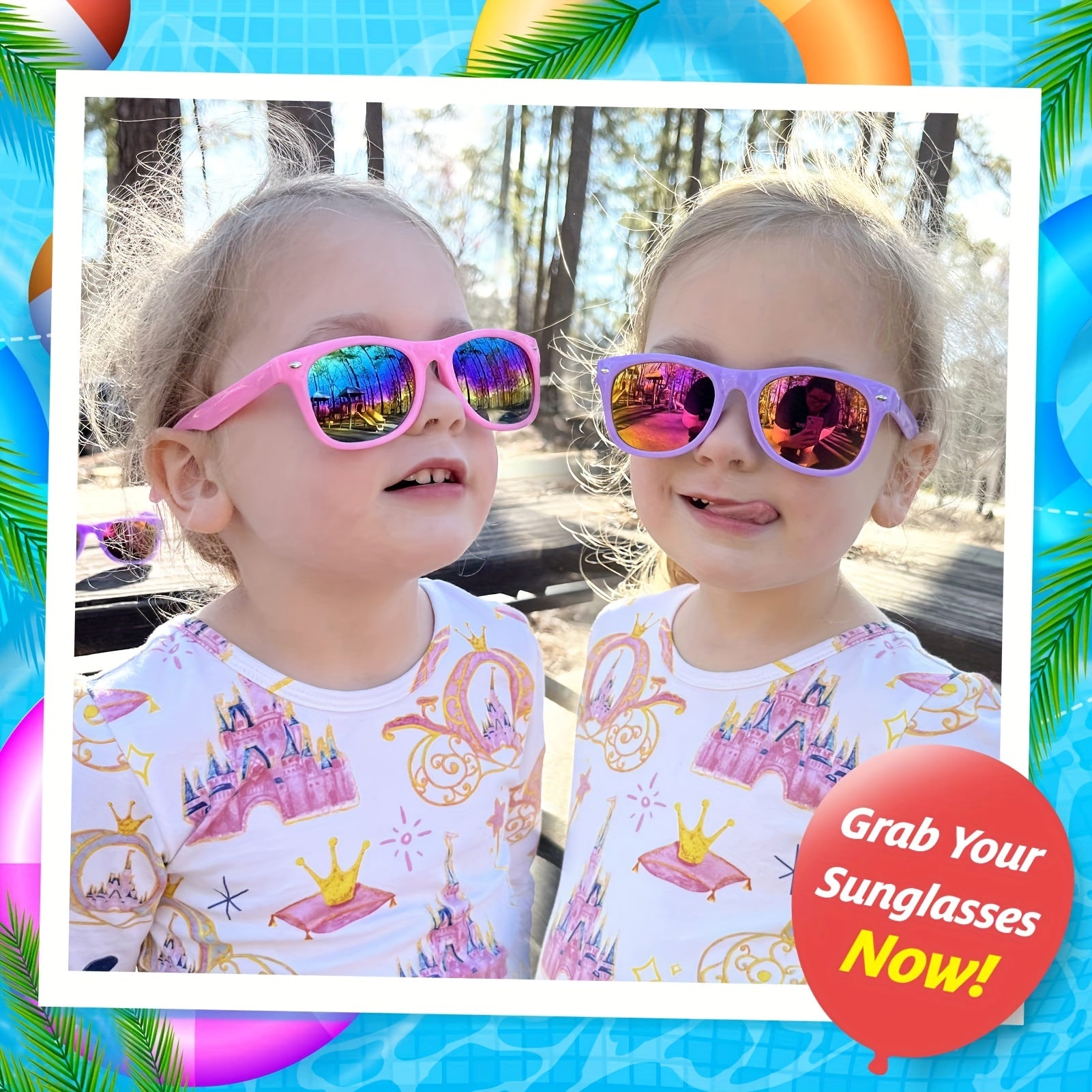 12 Kids' Neon Sunglasses UV400 Protection Pool Party Favors