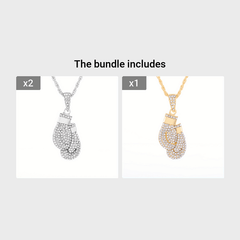 Hip Hop Men's Boxing Gloves Pendant Necklace High Metal Ice Out Pendant