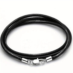 Men 3mm Wax Cord Choker Necklace Stainless Steel Clasp 16
