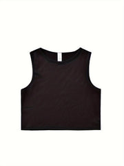 2pcs Solid Tank Tops Crew Neck Sleeveless Top Women's Lingerie
