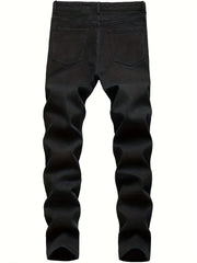 Slim Fit Classic Cotton Jeans Mens Casual Street Style Solid Denim Pants