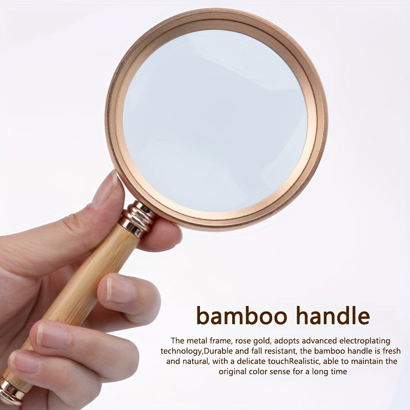 10X Magnifying Glass Handheld Wooden Handle Real Glass Reading Magnifier