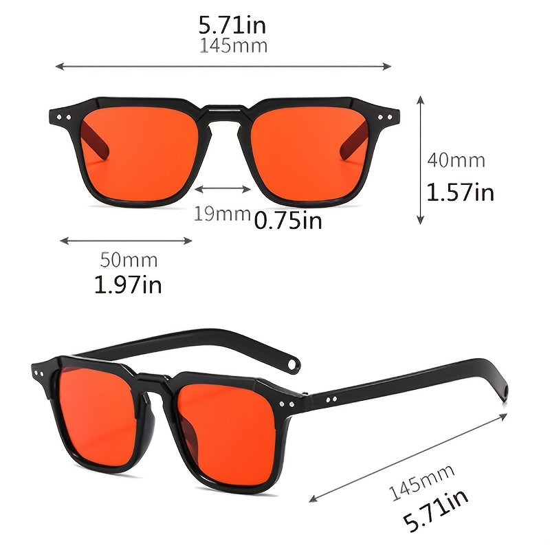 Y2K Square Tinted Lens Sunglasses Rivet Decor UV400