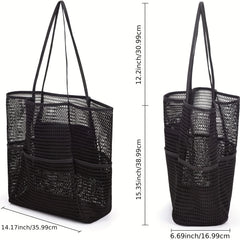 Large Capacity Mesh Beach Tote Bag Travel Swimming Storage Toiletry Bag