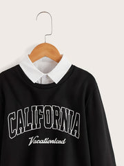 CALIFORNIA Boys Letter Print Pullover Sweatshirt