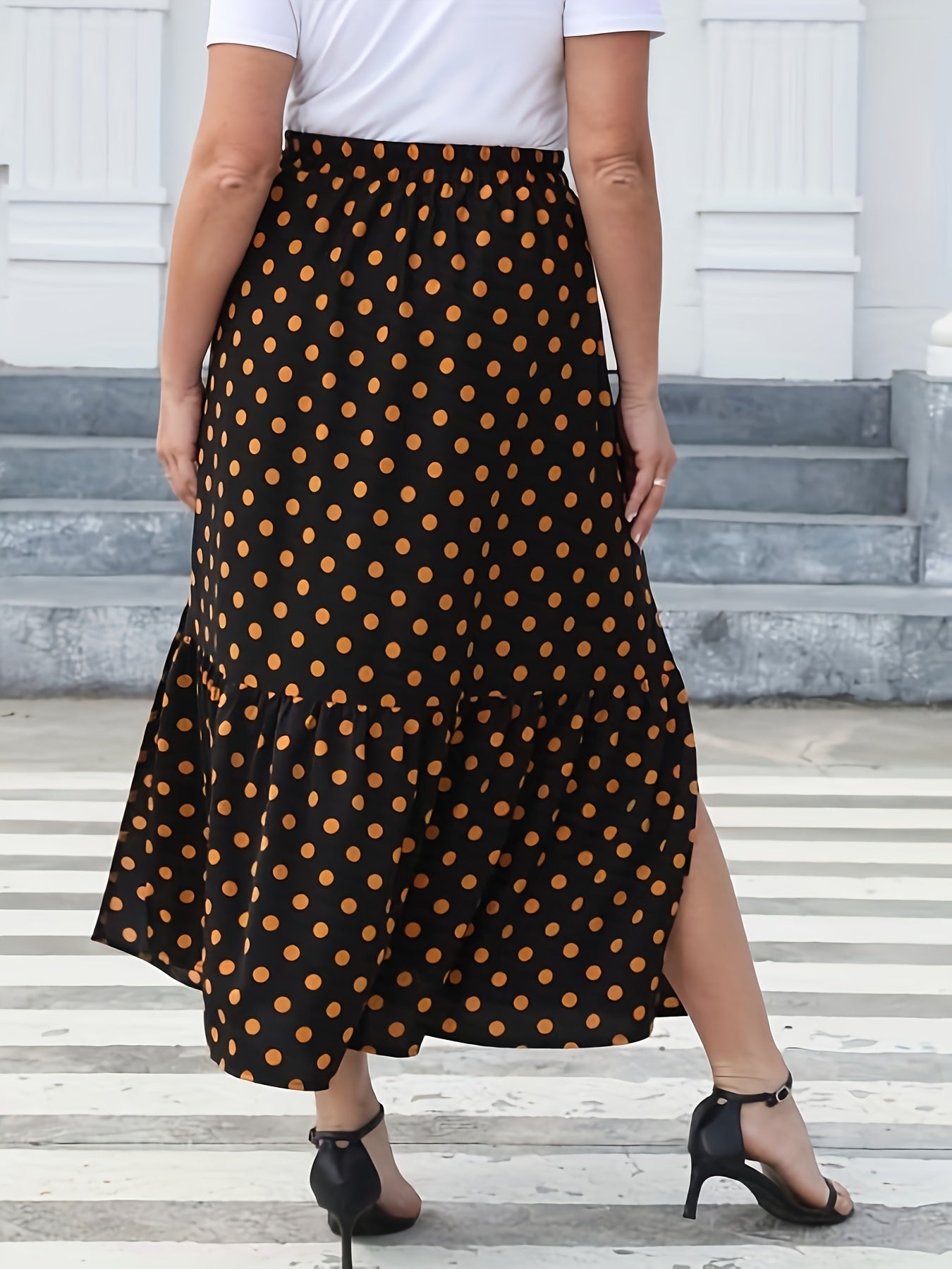  Casual Skirt Women's Plus Dot Print Smock Maxi Skirt