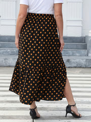  Casual Skirt Women's Plus Dot Print Smock Maxi Skirt