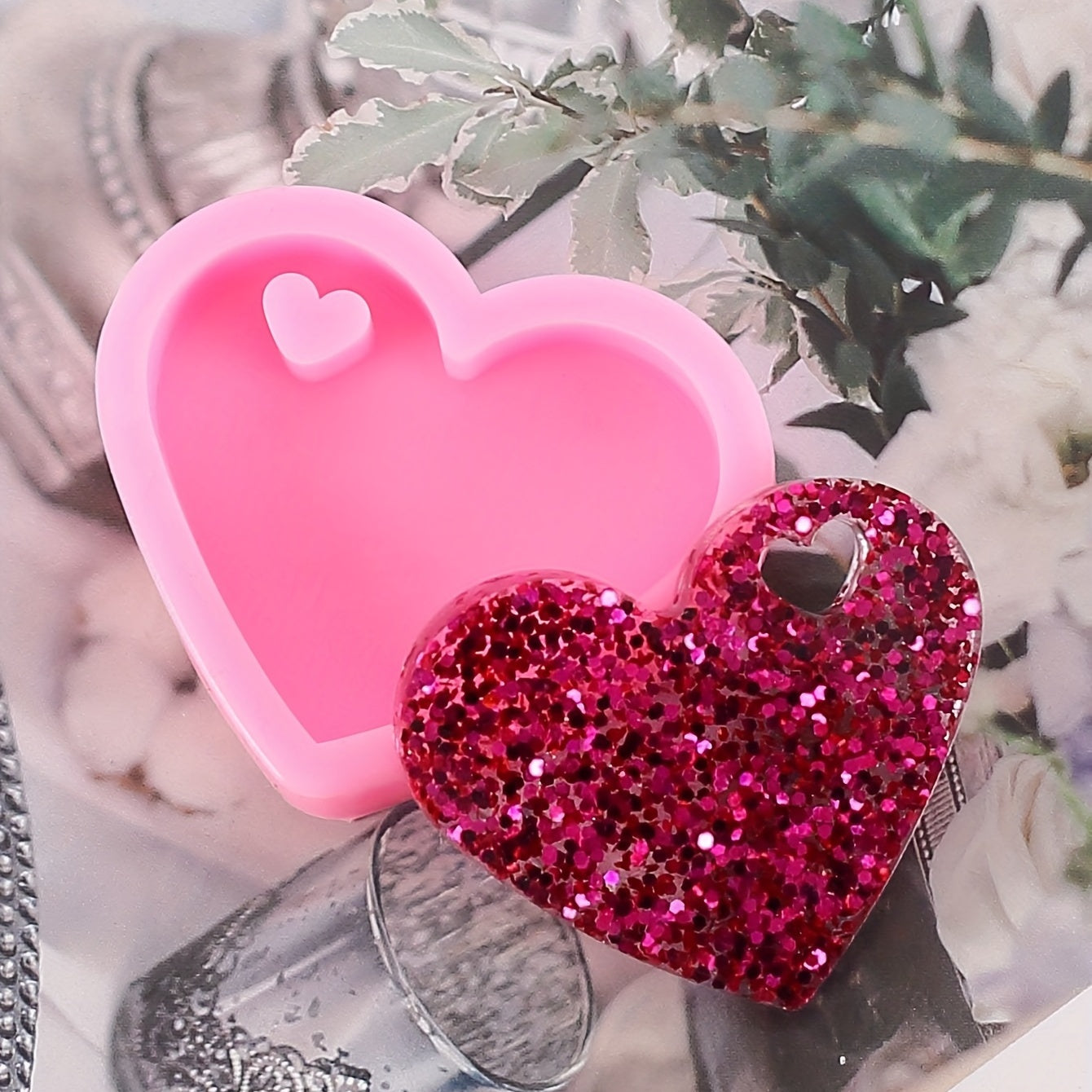 Heart Pendant Keychain Silicone Mold for DIY Jewelry
