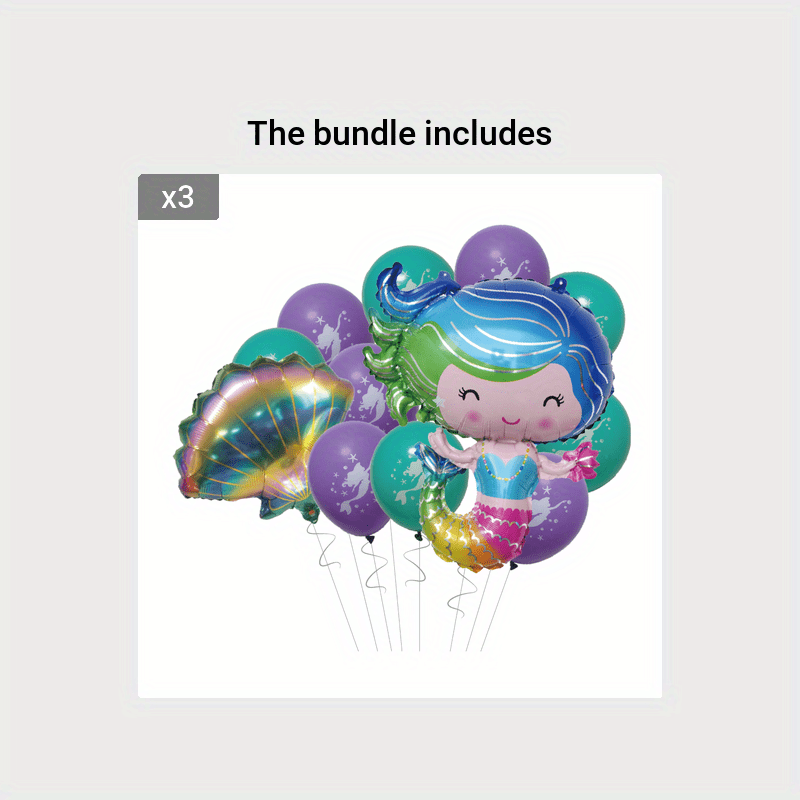 12pcs Ocean Theme Mermaid Balloons Set Party Decoration Birthday Decor