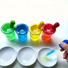 8pcs Coloring Set with 4 Spill Proof Cups 4 Droppers Flexible Caps