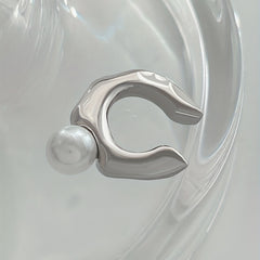 Faux Pearl Decor Ear Cuff Minimalist Style Jewelry