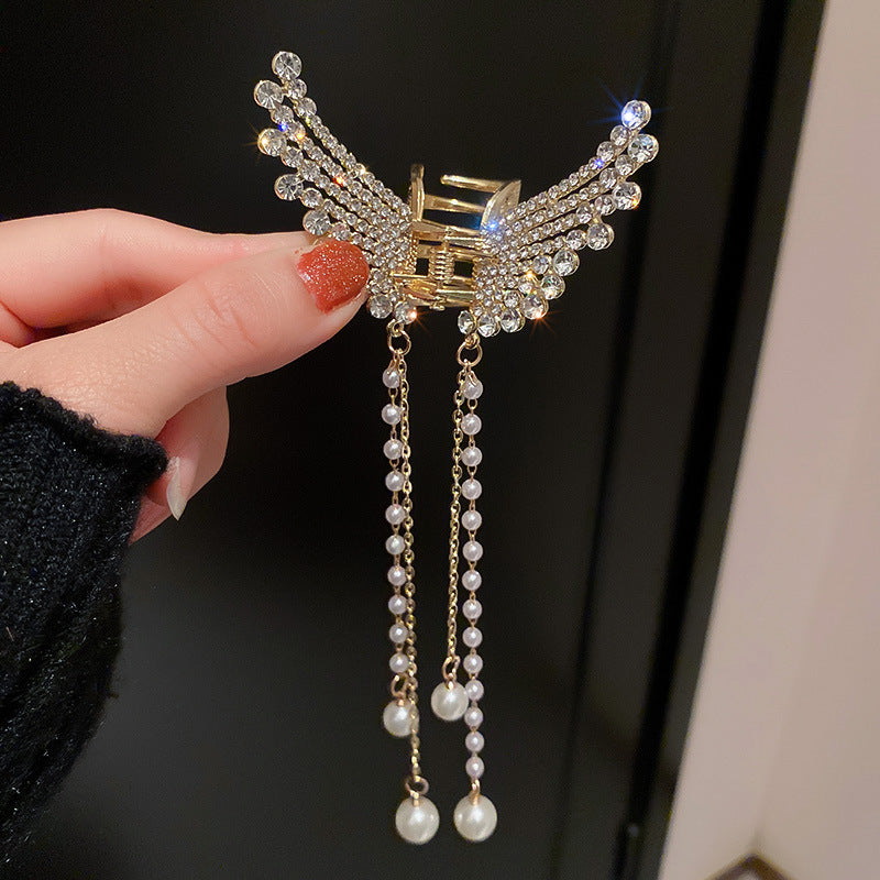 Long Tassel Hair Claw Clips Rhinestone Butterfly Hair Barrettes for Women