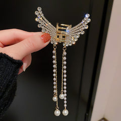 Long Tassel Hair Claw Clips Rhinestone Butterfly Hair Barrettes for Women