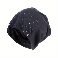 Rhinestone Slouchy Beanie Hip Hop Skull Cap Elastic Bonnet Chemo Hats