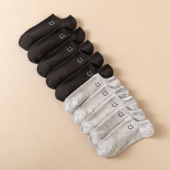 10 Pairs Smiling Print Ankle Socks Women's Stockings