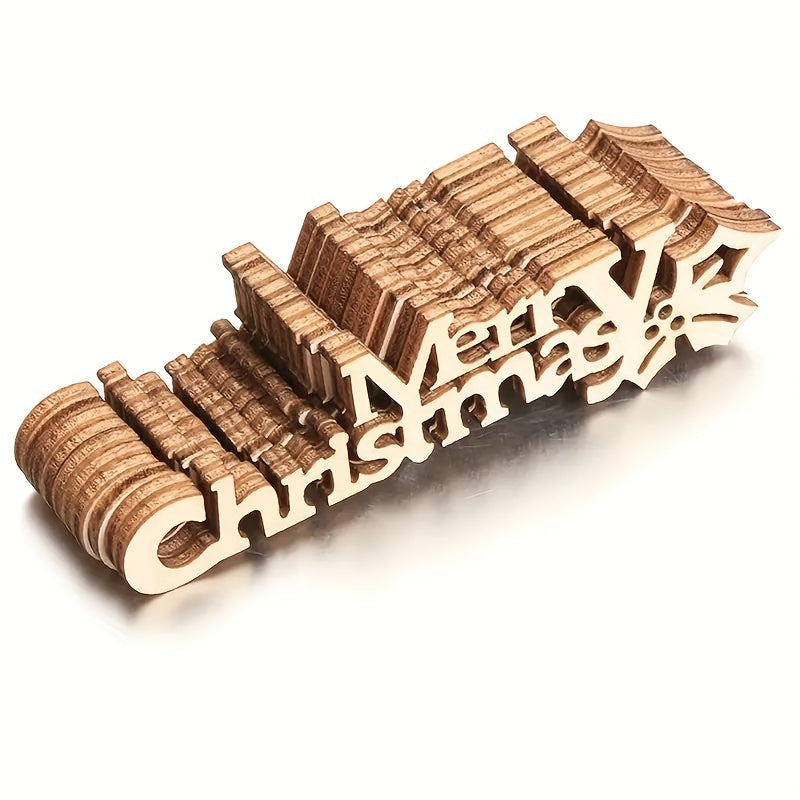 10pcs Merry Christmas Hanging Ornaments Wooden Letter Xmas Decoration