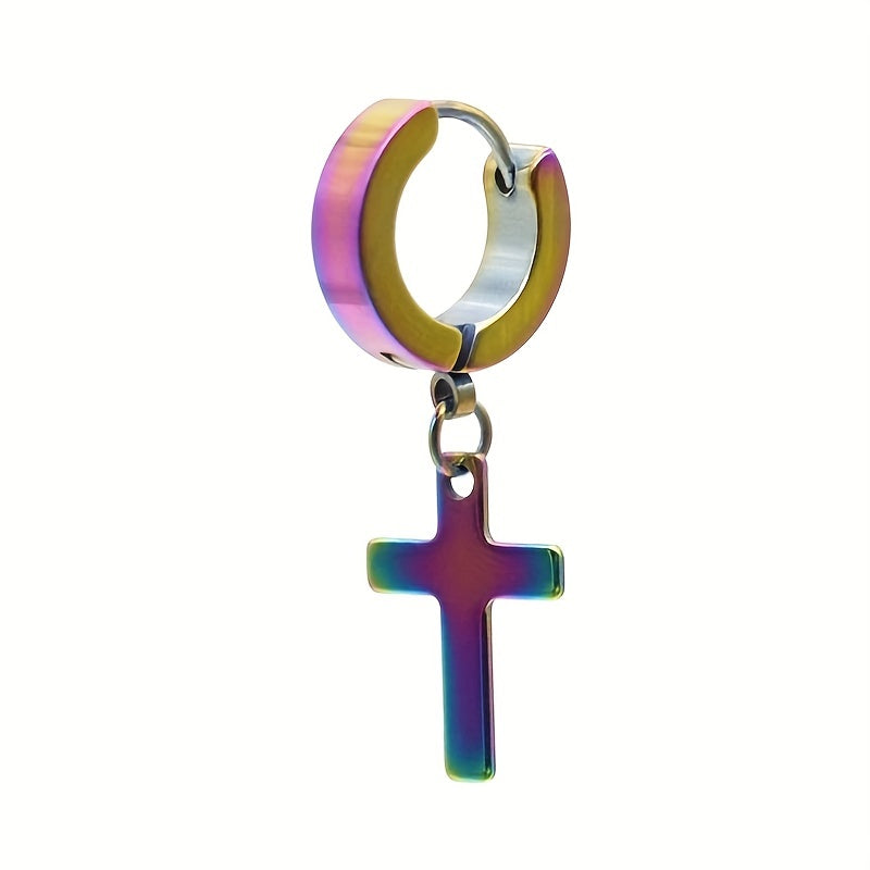 Stainless Steel Cross Drop Earrings