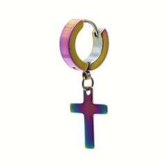 Stainless Steel Cross Drop Earrings