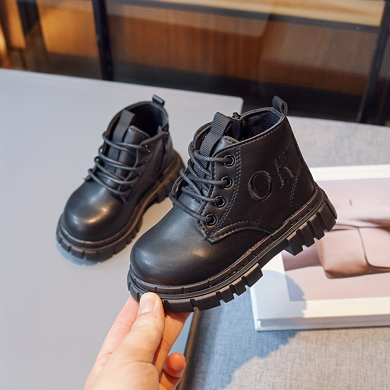 Girls Vintage Lace-Up Ankle Boots Non-Slip Comfortable Shoes