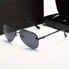 Men's Polarized Rimless Metal Sunglasses UV Protection