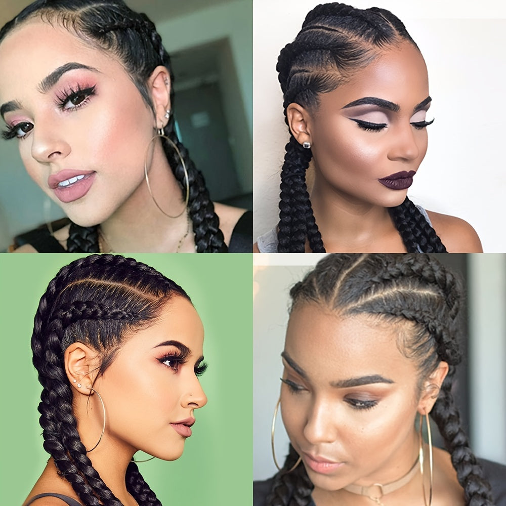 Long Box Cornrow Braided Lace Front Wig Synthetic With Baby Hair