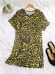  Leopard Print Short Sleeve Nightdress