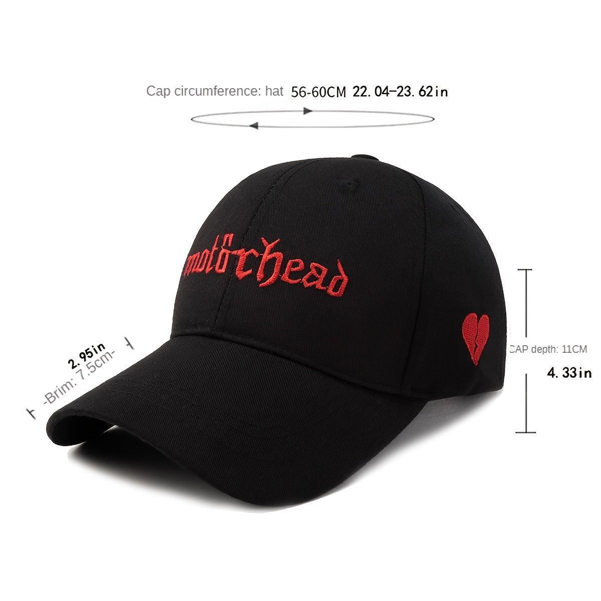Embroidered Broken Heart Baseball Cap Outdoor Sun Hat Valentine Gift