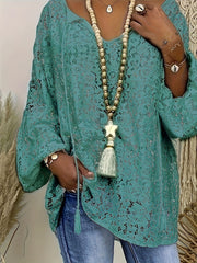  Boho Blouse Lace Lantern Sleeve Tunic Top