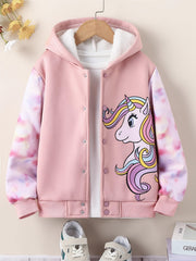 Girls' Unicorn Tie Dye Long Sleeve Fleece Jacket Coat