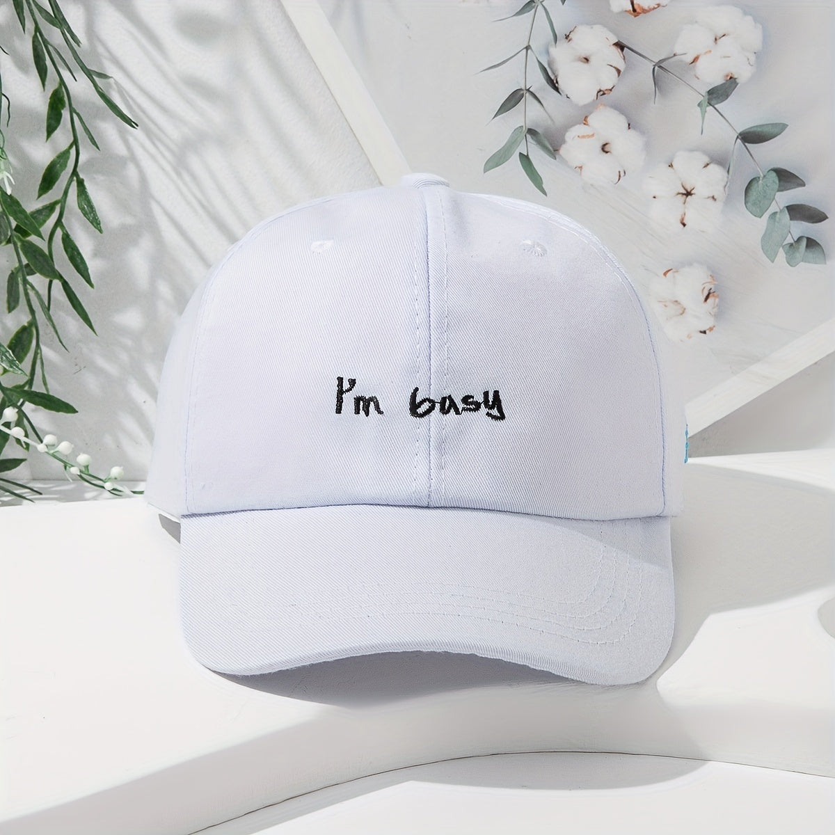 Busy Letter Embroidered Baseball Cap Sun Hat Outdoor Peaked Cap
