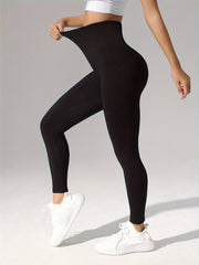 Solid Fitness Sports Leggings High Stretch Slim Fit Workout Pants