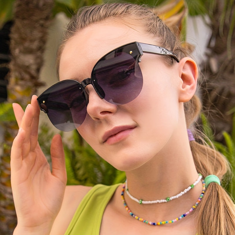 Y2K Cat Eye Sunglasses Semi Rimless UV400