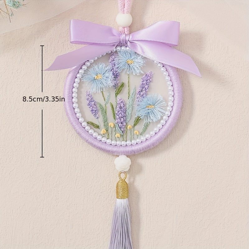 Flower Embroidery DIY Pendant Material Package