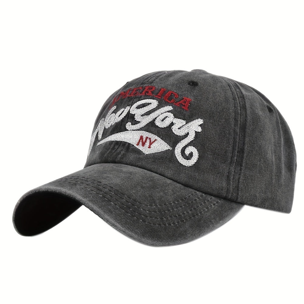 York Embroidered Baseball Cap Vintage Distressed Sun Hat