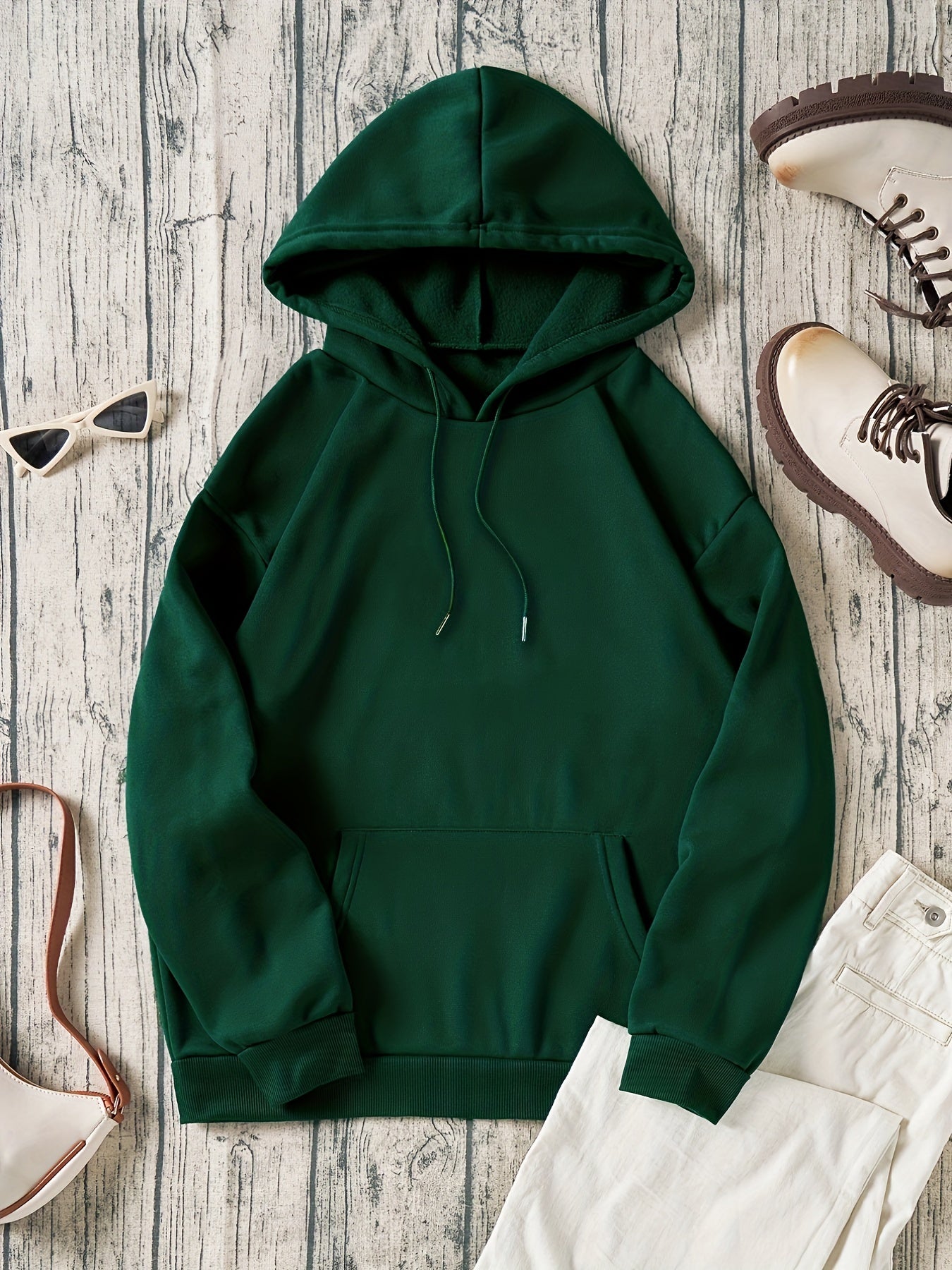 Smiling Face Print Hooded Sweater Loose Casual Pullover Top