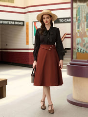  Casual Skirt Women's Solid Button High Rise A line Swing