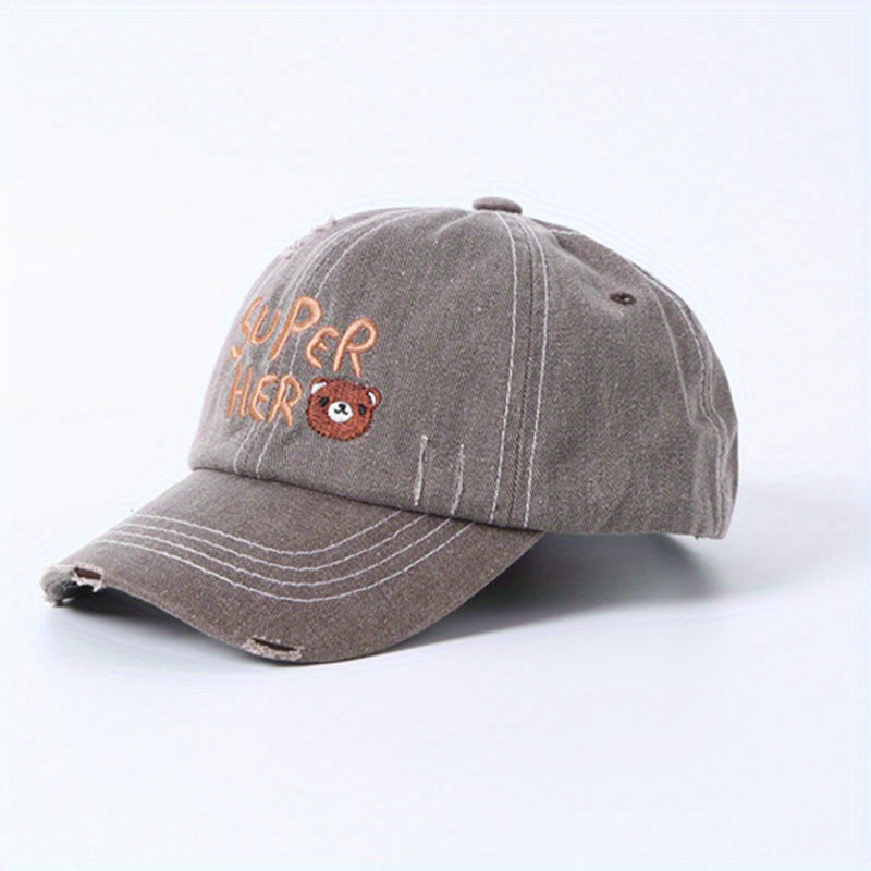 Kids Alphabet Bear Embroidered Baseball Cap for Outdoor Activities