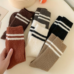 Warm Striped Fuzzy Socks - Mid Tube Women's Stockings