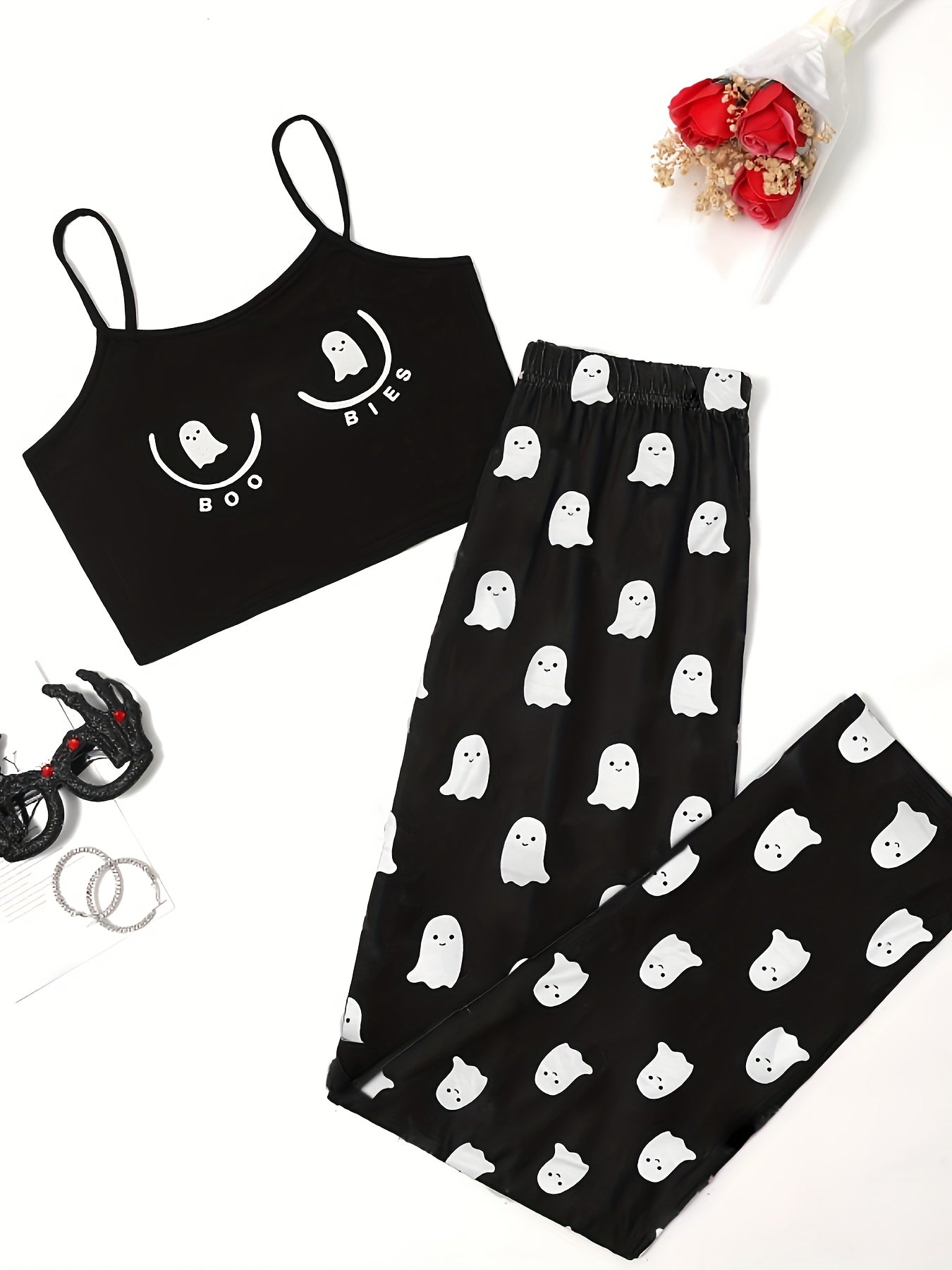 Ghost Print Pajamas Set for Women